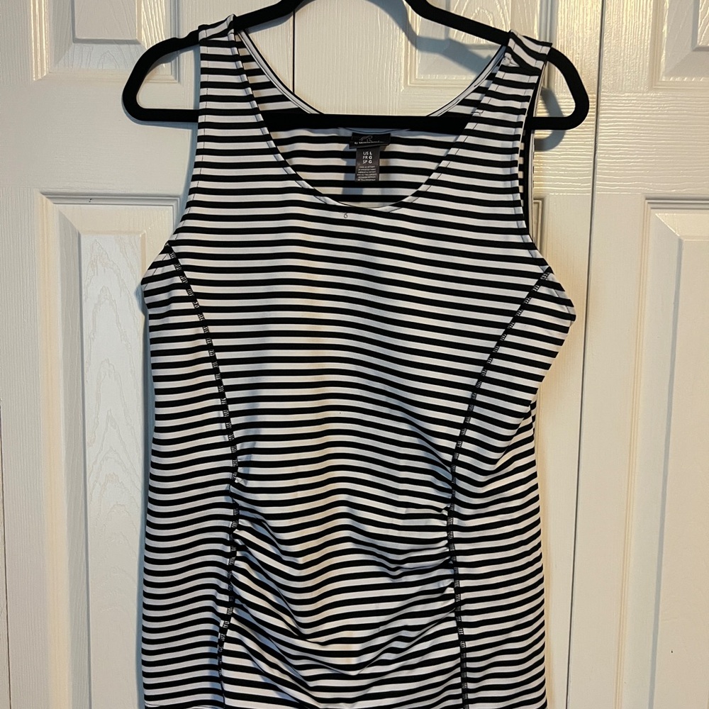 Motherhood Maternity Black and White Striped Tank Top